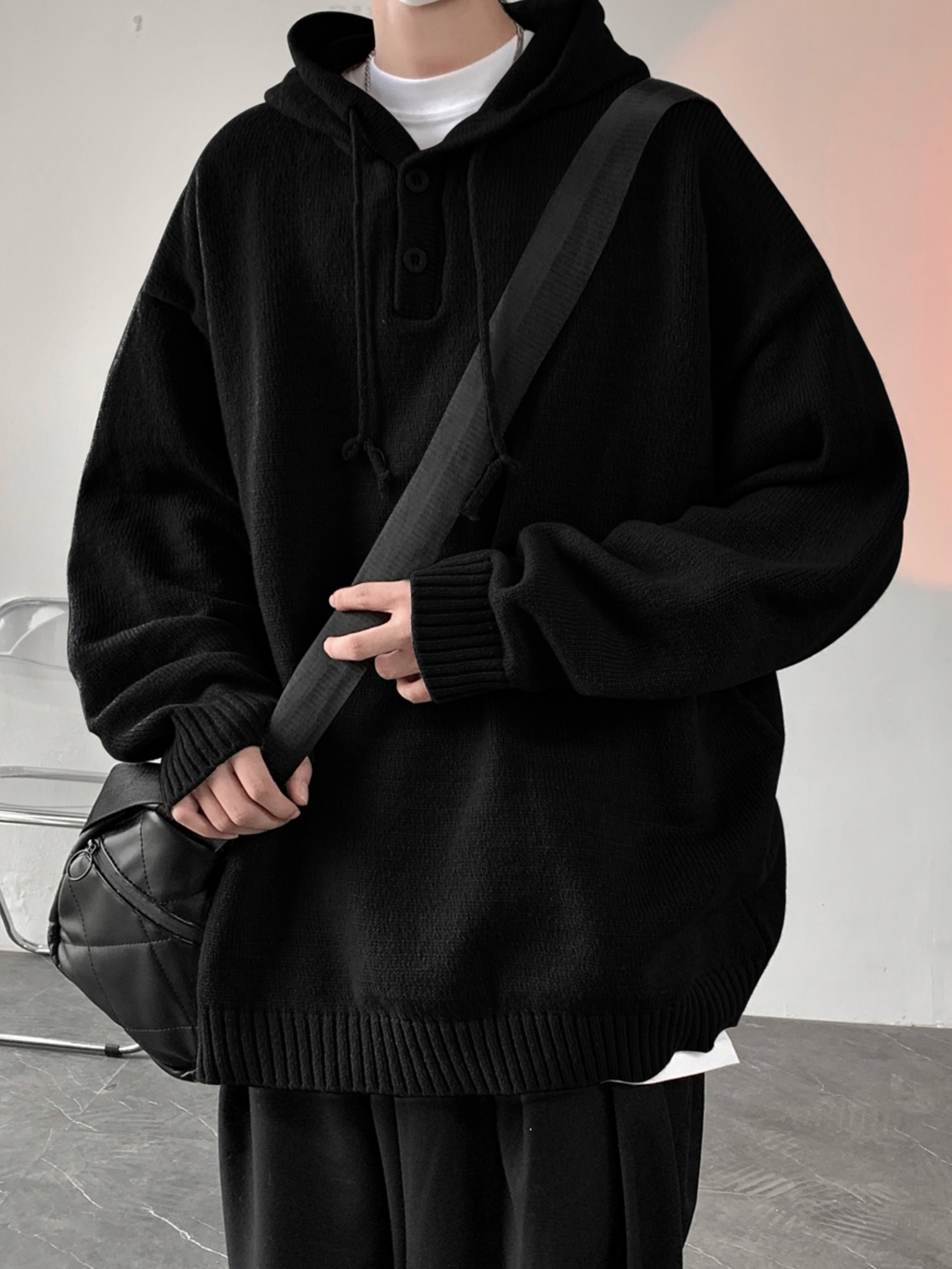 songxier mens casual hooded sweater cozy knit pullover with kangaroo pocket solid for details 9