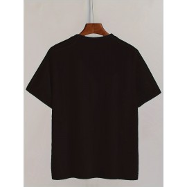 Men's Novelty Geometric Print T-Shirt - Casual Polyester Crew Neck Tee, Non-Transparent, Knit Fabric