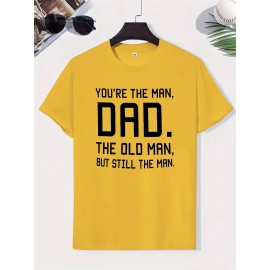 Stylish Men's Short-Sleeve T-Shirt with Unique Letter Print - Breathable Polyester Blend, Crew Neck, Casual Summer Top for Adults