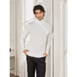 Men's Slim Fit Turtleneck Pullover - Casual Long Sleeve Knit Sweater, Machine Washable