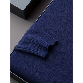 1pc Men'S Casual Crew Neck Viscose Knit Sweater - Solid Color Pullover with Medium Stretch, Regular Fit, Long Sleeve - Knit Fabric Sweatshirt for Autumn and Winter