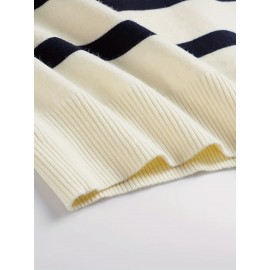 Men's Color Blocking Striped Golf Shirt For Autumn And Winter, Casual Stylish Long Sleeve Top As Gift