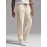 Mens Cotton Linen Pants Casual Pleated Drawstring Elastic Waist Loose Fit Beach Yoga Pants With Pockets