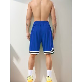 Men's Stripes Decor Sports Shorts With Drawstrings, Elastic Waist Quick-drying Shorts For Summer Daily Outdoor Basketball Sport