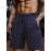 Men's Solid Shorts With Zipper Pockets, Casual Elastic Waist Drawstring Shorts For Summer