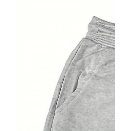 Men'S Casual Halloween-Themed Drawstring Shorts, Cotton Knit Fabric, Solid Color, Regular Fit, Elastic Waistband - Summer Leisure Pants