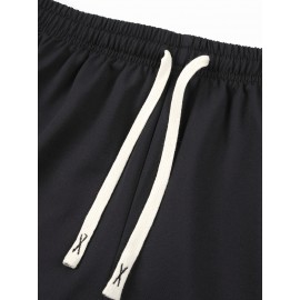 1pc Men'S Fashion Gold-Print Geometric-Pattern Shorts, Casual Knit Fabric with Pockets, Regular Fit Polyester Sports Pants with Slight Stretch