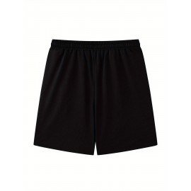 Men's Casual Rock Print Drawstring Shorts - Breathable Polyester, Pockets Included, Machine Washable
