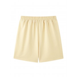 Men's Casual Rock Print Drawstring Shorts - Breathable Polyester, Pockets Included, Machine Washable